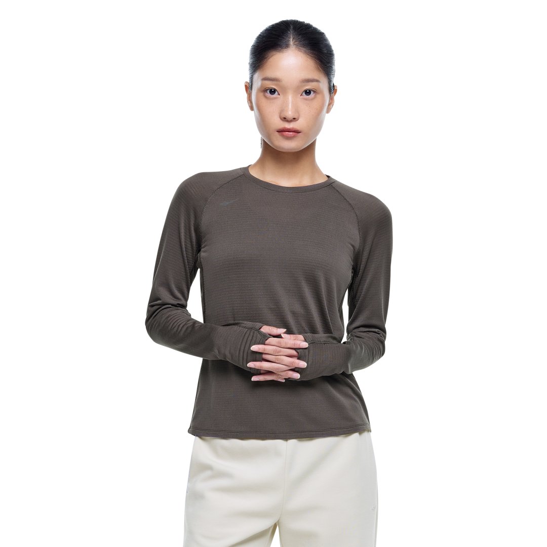 러닝 여성 폴라텍 긴팔 티셔츠