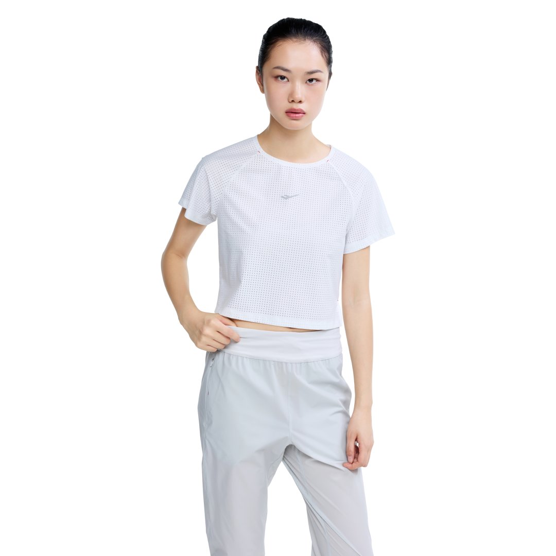여성 울트라라이트 메쉬 크롭 반팔티셔츠