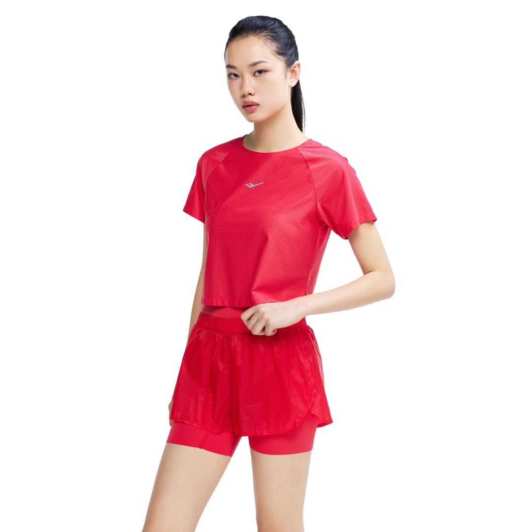 여성 울트라라이트 메쉬 크롭 반팔티셔츠