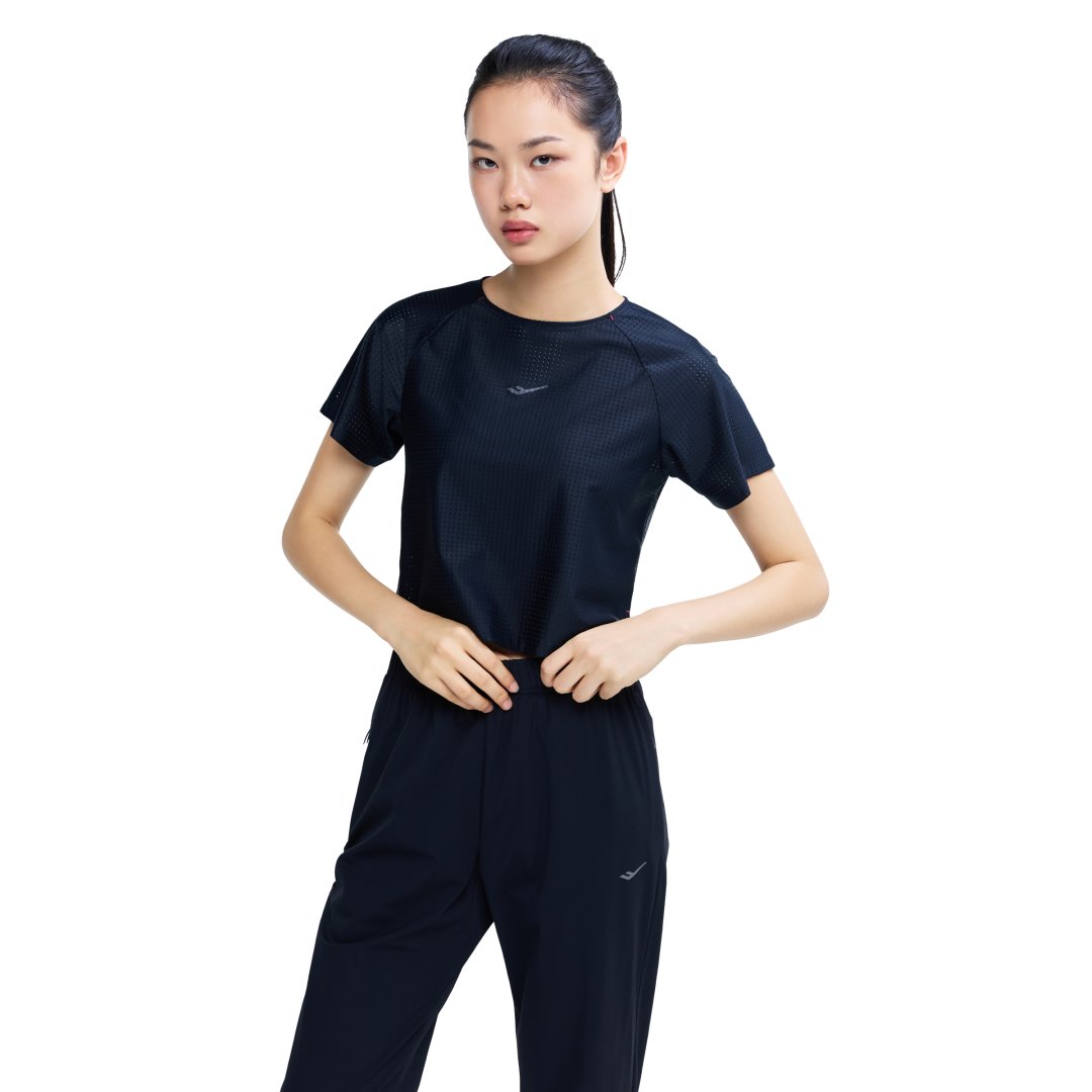 여성 울트라라이트 메쉬 크롭 반팔티셔츠